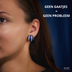 Traveller Clip Oorbellen - 22kt Verguld - Kristal - Blauw Email - Bolvormig - Ø 20mm - 157636