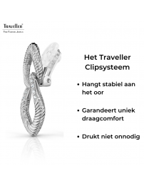 Traveller Clip Oorbellen - Hangers - Zilverkleurig - Kristal - Schakels - Geplatineerd - 31x15 mm - 157641