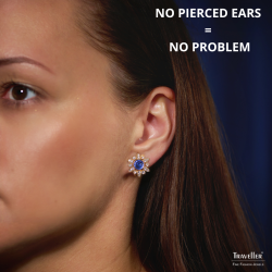 Traveller Clip-on Earrings - 22ct Gold plated - Crystals - Blue Violet - Flower-shaped - 15x16 mm