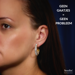 Traveller Clip Oorbellen - Oorringen - 22kt Verguld - Kristal - Ø 30mm