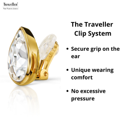 Traveller Clip Oorbellen - 22kt Verguld - Kristal - Druppel - 15x11 mm - 157654