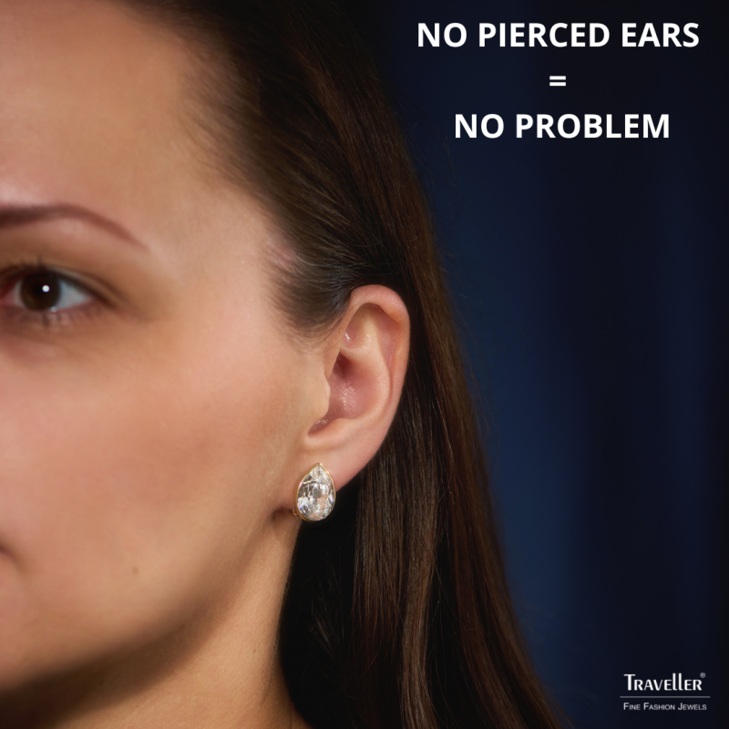 Traveller Clip-on Earrings - 22ct Gold Plated - Crystals - Teardrop - 15x11 mm - 157654 Traveller Clip-on Earrings - 22ct Gold Plated - Crystals - Teardrop - 15x11 mm - 157654