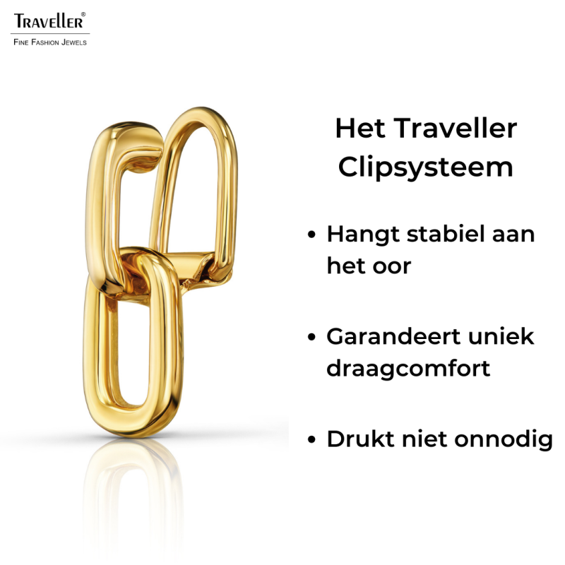 Traveller Clip Oorbellen - Hangers - 22kt Verguld - Schakels - 23 x 7 mm - 157663