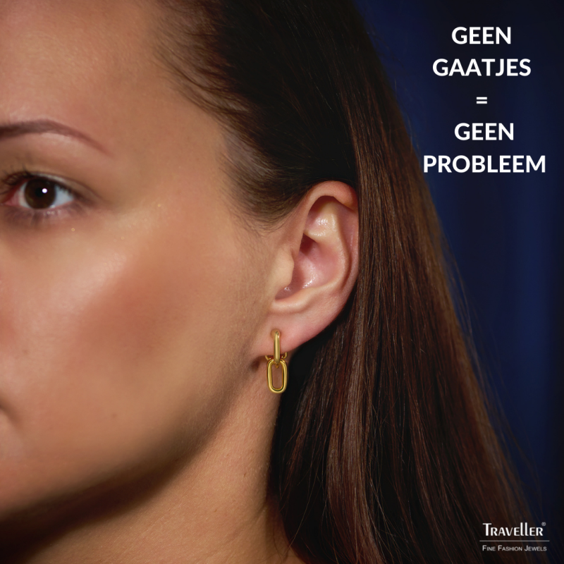 Traveller Clip Oorbellen - Hangers - 22kt Verguld - Schakels - 23 x 7 mm - 157663