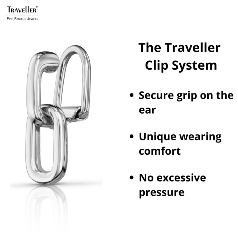 Traveller Clip Oorbellen - Hangers - Zilverkleurig - Schakels - Geplatineerd - 23 x 7 mm - 157664