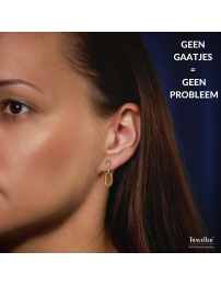 Traveller Clip Oorbellen - Hangers - Bicolor - 22kt Verguld en Geplatineerd - Schakels - 23 x 7 mm - 157665