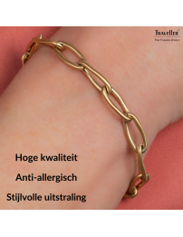 Traveller Bracelet - Stainless Steel - Gold Plated - Matt - Links - 21 cm - 181230