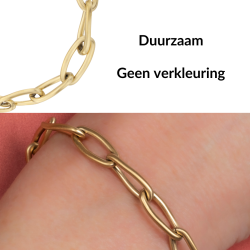 Traveller Armband Dames - Edelstaal - Verguld - Mat - Schakels - 21 cm