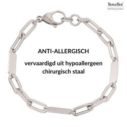 Traveller Armband Heren - Edelstaal - Zilverkleurig - Mat - Schakels - Geopend en Gesloten - 22cm
