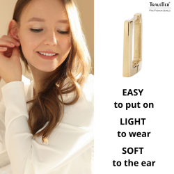 Traveller Hoop Earrings - Stainless Steel - Gold Plated - Rectangle - 12mm