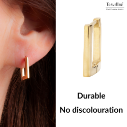 Traveller Hoop Earrings - Stainless Steel - Gold Plated - Rectangle - 12mm - 181250