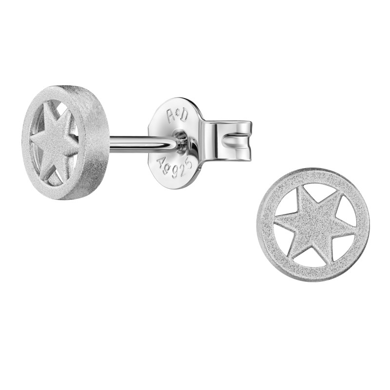 Traveller Pierced earrings - Sterling Silver - Made in Germany - Matt - Star - Sustainable - 6 mm - 571001