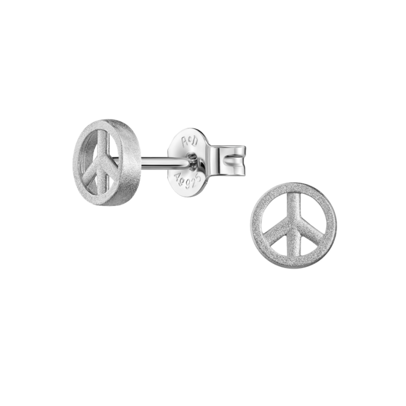 Traveller Oorbellen - Dames - Made in Germany - Zilver - Mat - Peace - Duurzaam - ø 6 mm - 571002