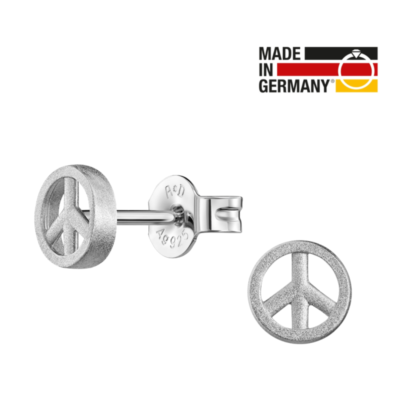 Traveller Oorbellen - Dames - Made in Germany - Zilver - Mat - Peace - ø 6 mm - 571002