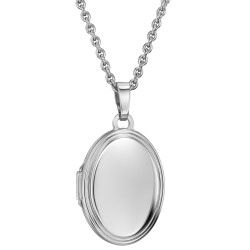 Traveller Medaillon Dames Ketting voor Foto - Made in Germany - Zilver - Glanzend - Ovaal 14x18 mm - 42 cm