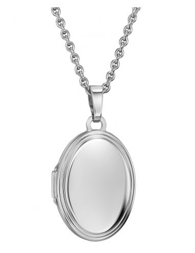 Traveller Photo Locket with Chain - Sterling Silver - Made in Germany - Shiny - Oval - Sustainable - 14x18 mm - 42 cm - 571003