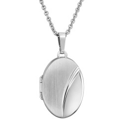 Traveller Medaillon Ketting voor Foto - Made in Germany - Zilver - Glans/Mat - Ovaal 16x23 mm - Ketting 45 cm