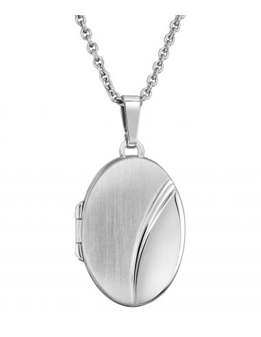 Traveller Photo locket with chain - Sterling Silver - Made in Germany - Matt/Gloss - Oval - Sustainable - 16x23 mm - 45 cm - 571