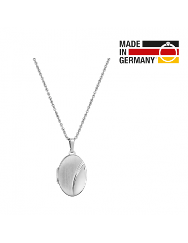 Traveller Medaillon Dames Ketting voor Foto - Made in Germany - Zilver - Glans/Mat - Ovaal 16x23 mm - Dames Ketting 45 cm