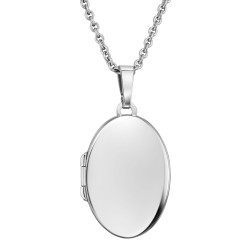 Traveller photo locket with chain - Sterling Silver- Made in Germany - Shiny - Oval - Sustainable - 16x23 mm - 45 cm - 571005