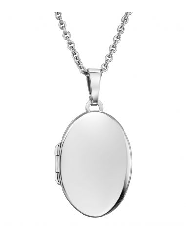 Traveller photo locket with chain - Sterling Silver- Made in Germany - Shiny - Oval - Sustainable - 16x23 mm - 45 cm - 571005