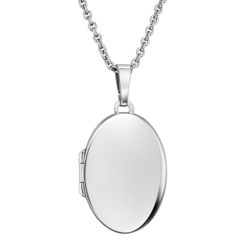 Traveller Medaillon voor Foto - Made in Germany - Zilver - Glanzend - Ovaal 16x23 mm - Duurzaam - Ketting 45 cm - 571005