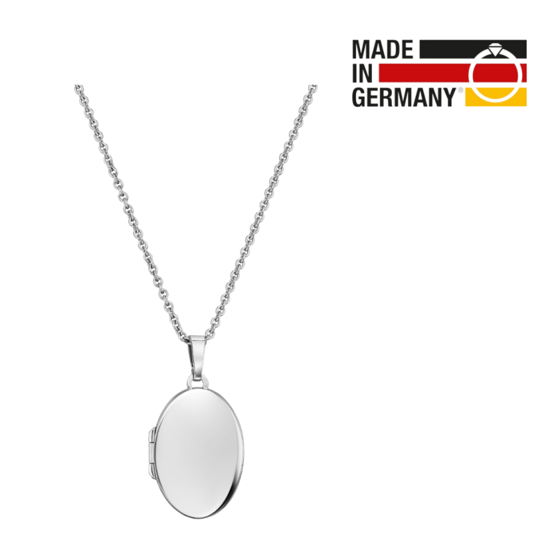 Traveller Medaillon Ketting voor Foto - Made in Germany - Zilver - Glanzend - Ovaal 16x23 mm - Ketting 45 cm 