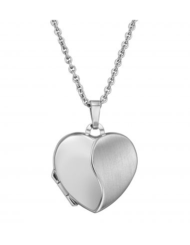 Traveller Photo locket with chain - Sterling Silver- Made in Germany - Shiny / Matt - Heart - Sustainable - 18x17 mm - 45 cm - 5