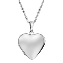 Traveller Medaillon voor Foto - Made in Germany -Zilver - Glanzend - Hart 20x20 mm - Duurzaam - Ketting 45 cm - 571007