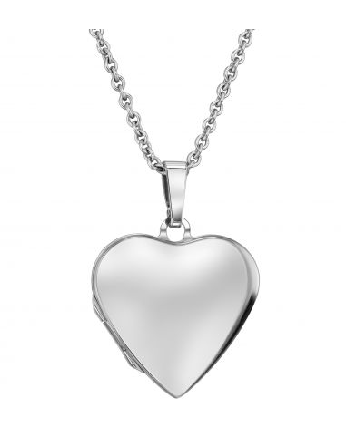 Traveller Photo locket with chain - Sterling Silver- Made in Germany - Shiny - Heart - Sustainable - 20x20 mm - 45 cm - 571007