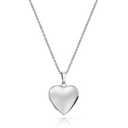 Traveller Medaillon Dames Ketting voor Foto - Made in Germany -Zilver - Glanzend - Hart 20x20 mm - Dames Ketting 45 cm