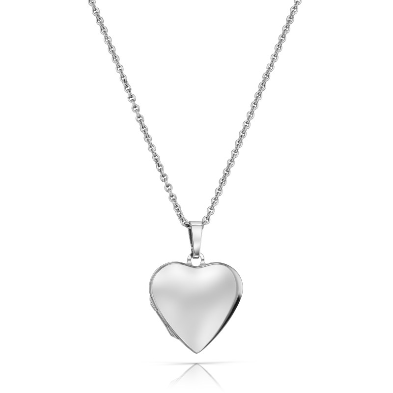 Traveller Photo locket with chain - Sterling Silver- Made in Germany - Shiny - Heart - Sustainable - 20x20 mm - 45 cm - 571007