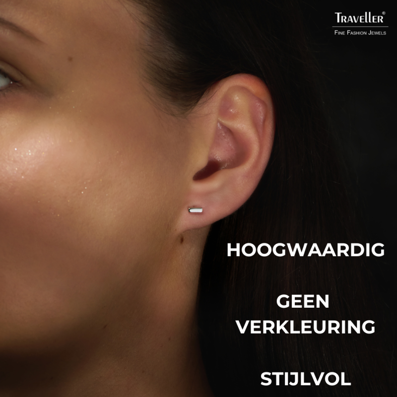 Traveller Oorbellen - Dames - Made in Germany - Zilver - Glanzend - Staafvormig 5 mm - 571008