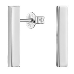 Traveller stud earrings - Ladies - Sterling Silver- Made in Germany - Shiny - 15 mm bar - Sustainable - 571009
