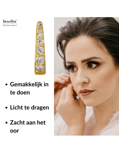 Traveller Oorringen - Edelstaal - Zirkonia - Verguld - Goudkleurig - Ø 14 mm