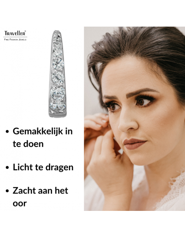 Traveller Oorringen - Edelstaal - Zirkonia - Zilverkleurig - Ø 14 mm