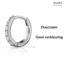 Traveller Oorringen - Edelstaal - Zirkonia - Zilverkleurig - Ø 14 mm
