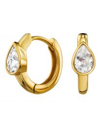 Traveller Hoop Earrings - Stainless Steel - Zirconia - Gold Plated - Ø 15mm - 166319