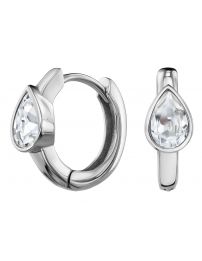 Traveller Hoop Earrings - Stainless Steel - Zirconia - Silver Coloured - Ø 15mm - 166320