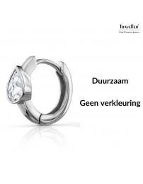 Traveller Oorringen - Edelstaal - Zirkonia - Zilverkleurig - Ø 15 mm