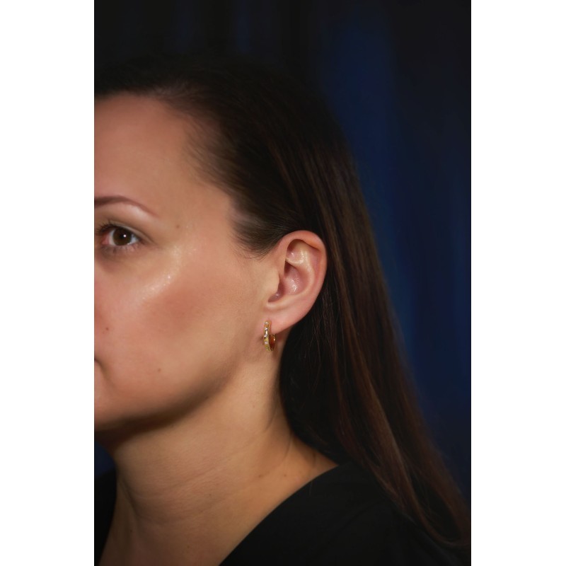 Traveller Hoop Earrings - Stainless Steel - Crystals - Gold Plated - Ø 18 mm - 166321