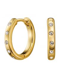 Traveller Hoop Earrings - Stainless Steel - Crystals - Gold Plated - Ø 18 mm - 166321