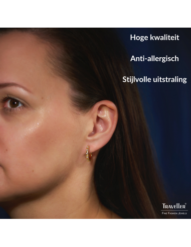 Traveller Oorringen - Edelstaal - Kristal - Verguld - Ø 18mm - 166321