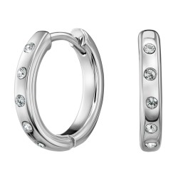 Traveller Hoop Earrings - Stainless Steel - Crystals - Silver Coloured - Ø 18mm - 166322