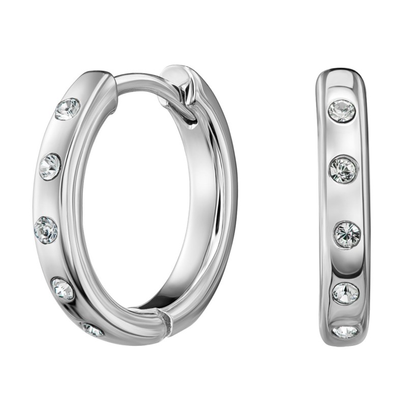 Traveller Oorringen - Edelstaal - Kristal - Zilverkleurig - Ø 18mm - 166322