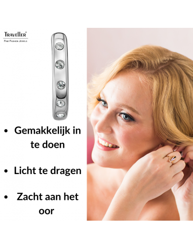 Traveller Oorringen - Edelstaal - Kristal - Zilverkleurig - Ø 18mm - 166322