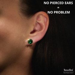 Traveller Clip earrings - Gold Plated - Crystals - Emerald Green - 10 mm