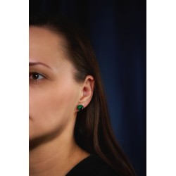 Traveller Clip-on Earrings - Gold Plated - Real Malachite - 10 mm - Green - Unique - 112501