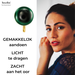 Traveller Clip Oorbellen - 22kt Verguld - Echt Malachiet - 10 mm - Groen - Uniek - 112501