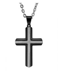 Traveller Kreuz Kette - Herren - Ketten Man - Edelstahl - Schwarz 50+5cm